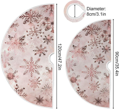 Christmas Tree Skirt, 48 Inch Seamless Pattern Rose Gold Snowflakes Xmas Tree Skirt for Christmas