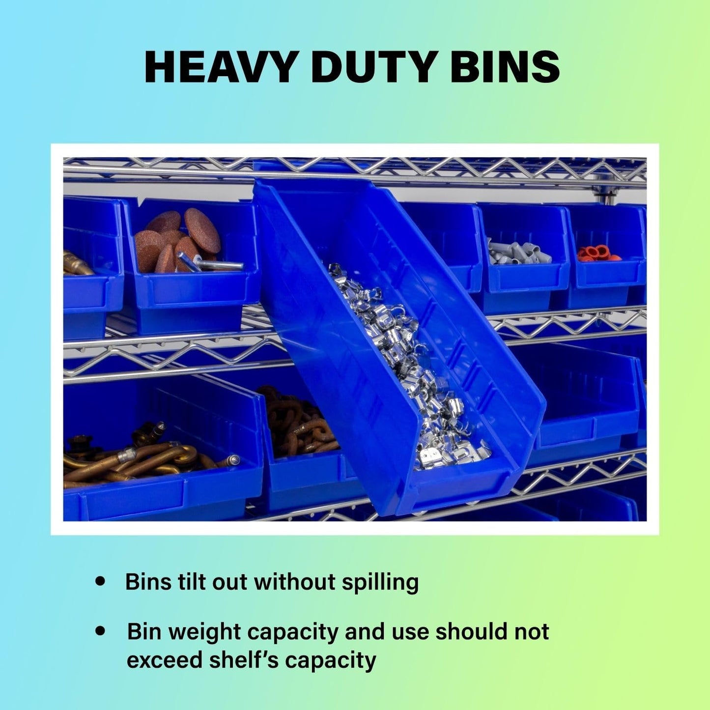 Akro-Mils 30110 Heavy Duty Plastic Shelf Bins, 12"x 3"x 4", Green, 24-Pack