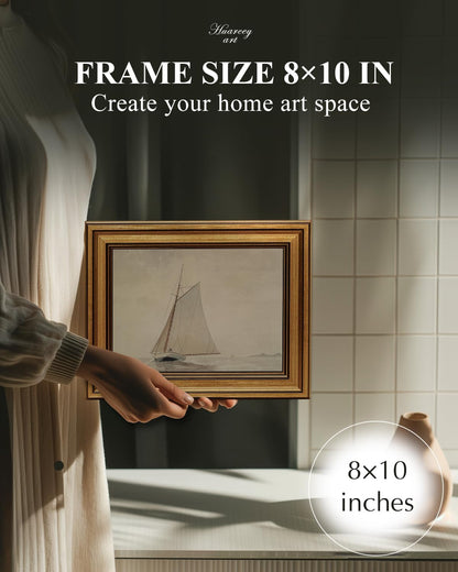 Gold Framed Vintage Wall Art for Living Room, Seaview Painting Prints Shelf Decor for Kitchen