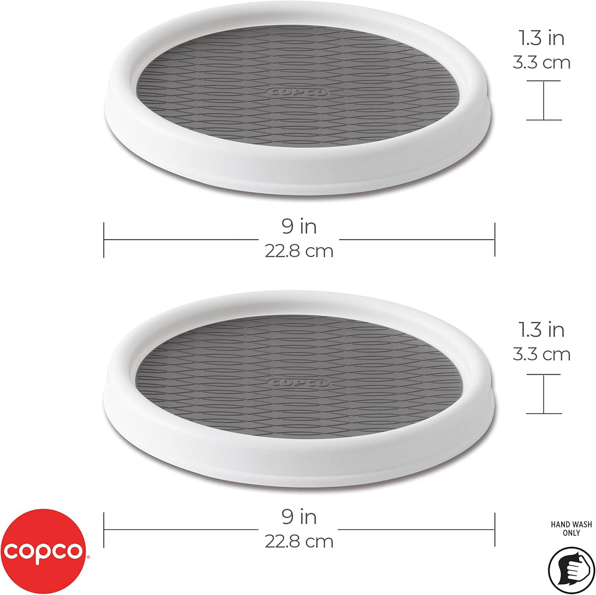 Copco 9 Inch Non Skid Pantry Cabinet Lazy Susan Turntable, Set of 2, Spinning Organizer for