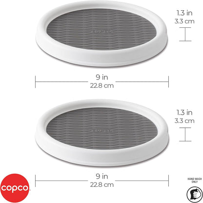 Copco 9 Inch Non Skid Pantry Cabinet Lazy Susan Turntable, Set of 2, Spinning Organizer for