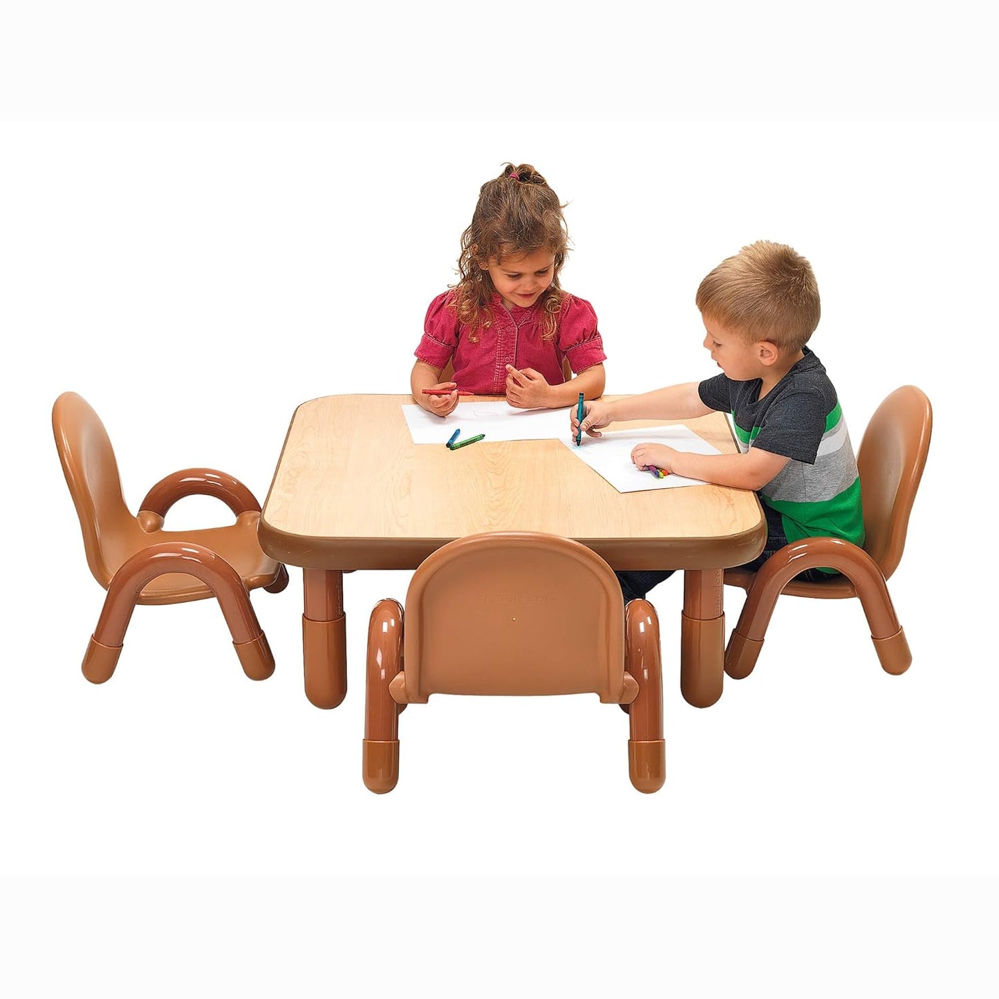 Children’s Factory Baseline Toddler Square Table and Chairs Set, Natural Wood – Includes One 30”