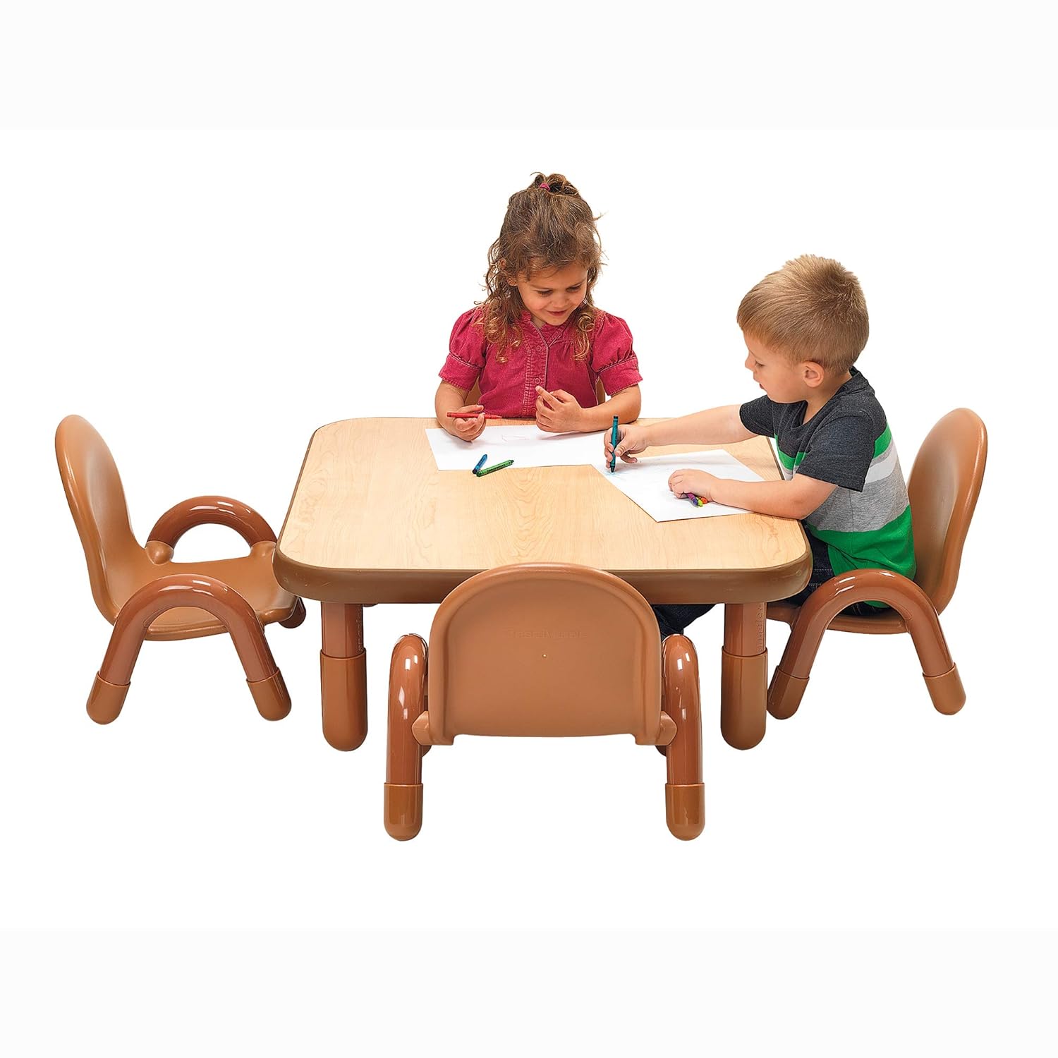 Children’s Factory Baseline Toddler Square Table and Chairs Set, Natural Wood – Includes One 30”