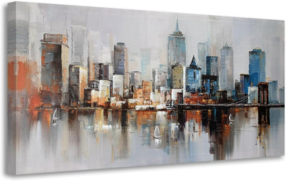 Arjun Brooklyn Bridge Wall Art Modern New York City Abstract Canvas Cityscape Painting Large Size