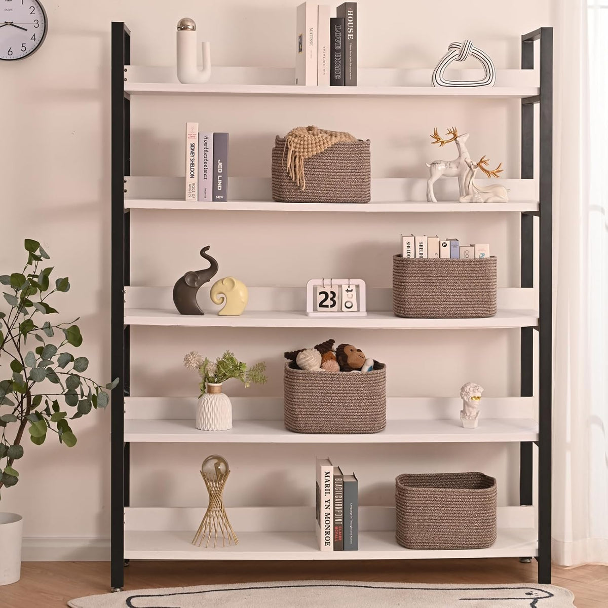 Storage Baskets for Shelves Organizing, Woven Cotton Rope Baskets for Storage, Book Basket