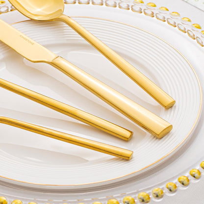 KINGSTONE Gold Silverware Set, 40-Piece Forged Flatware Set Cutlery Set Premium Stainless Steel