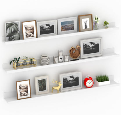 Giftgarden 47 Inch White Floating Shelves for Wall Mount, Modern Long Wood Wall Shelf Ledge for