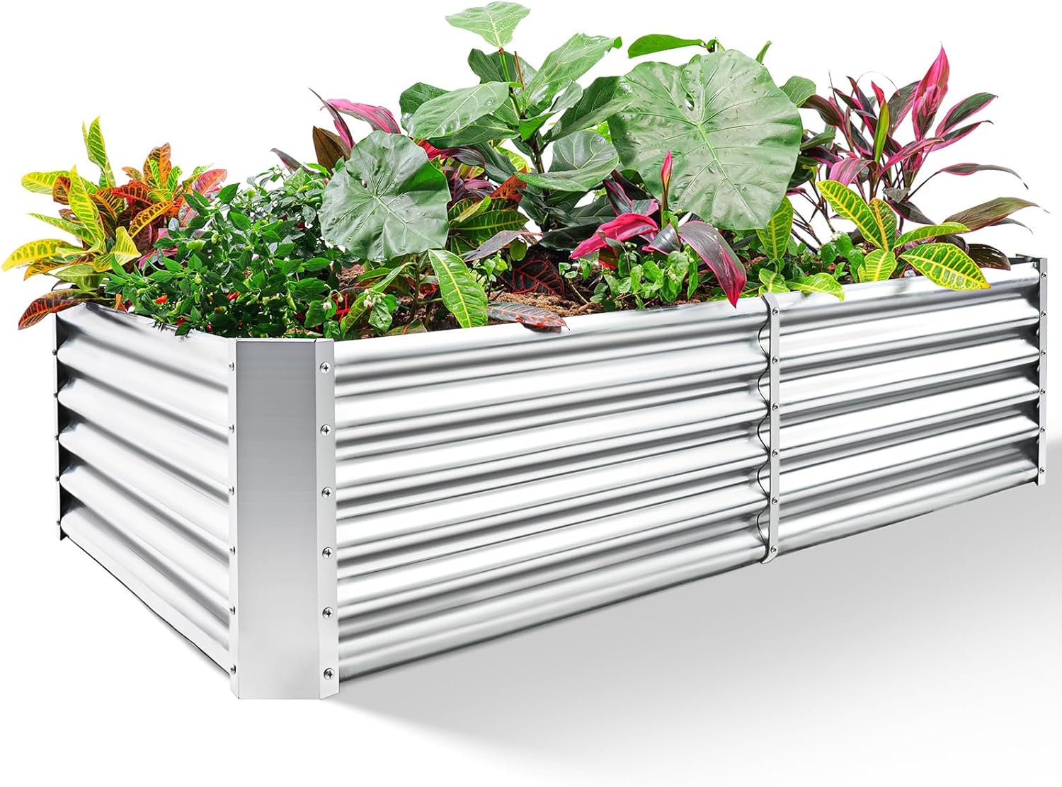 Land Guard Metal Raised Garden Bed for Gardening, 8x4x1.5ft Galvanized Raised Garden Bed, Planter