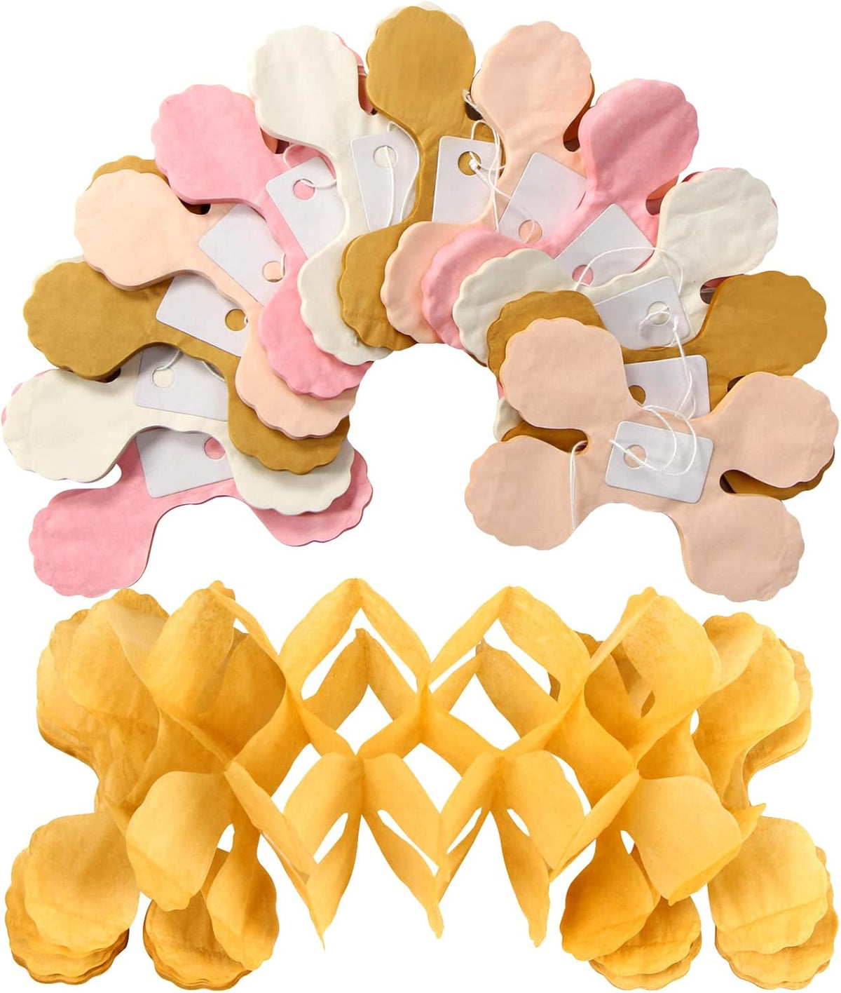 Pink-Peach Gold Party-Decorations Streamers-Garland - 12pcs 4-Leaf Clover Paper Streamer,Bridal