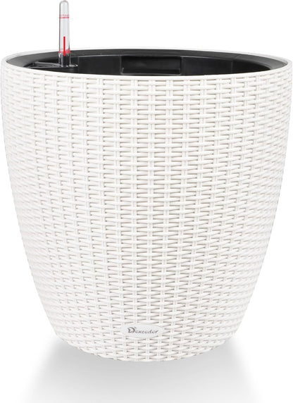 Dexceder 18x17 Inches Rattan Self Watering Planter Indoor Outdoor, Inner Pot Design, Thickened