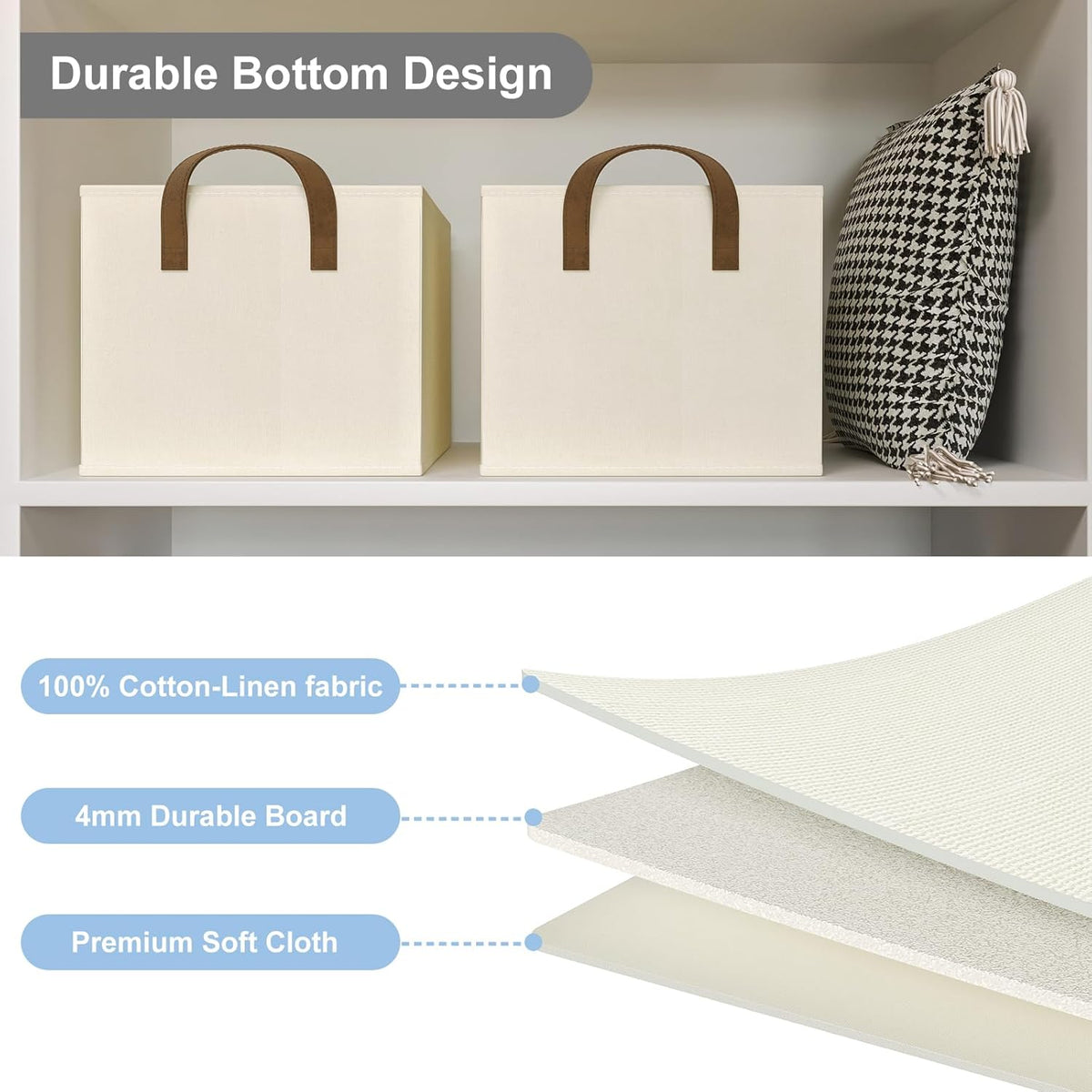 Closet Storage Bins, Fabric Closet Organizers and Storage Basket for Shelves, Collapsible Shelf