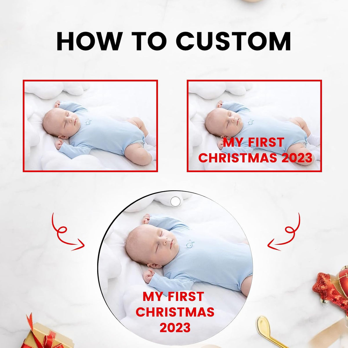 Personalized Christmas Ornaments with Photo - Custom Wood Christmas Ornament - Wedding Gifts for