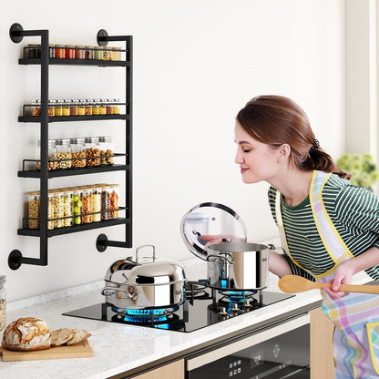 IBUYKE Spice Rack Wall Mount,4 Tier Hanging Seasoning Organizer, Spice Rack for Wall for up to 50