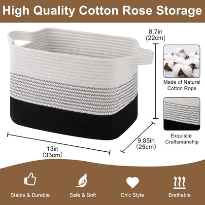 Storage Basket for Organizing, Woven Baskets for Storage, Rectangle Decorative Baskets for Shleves