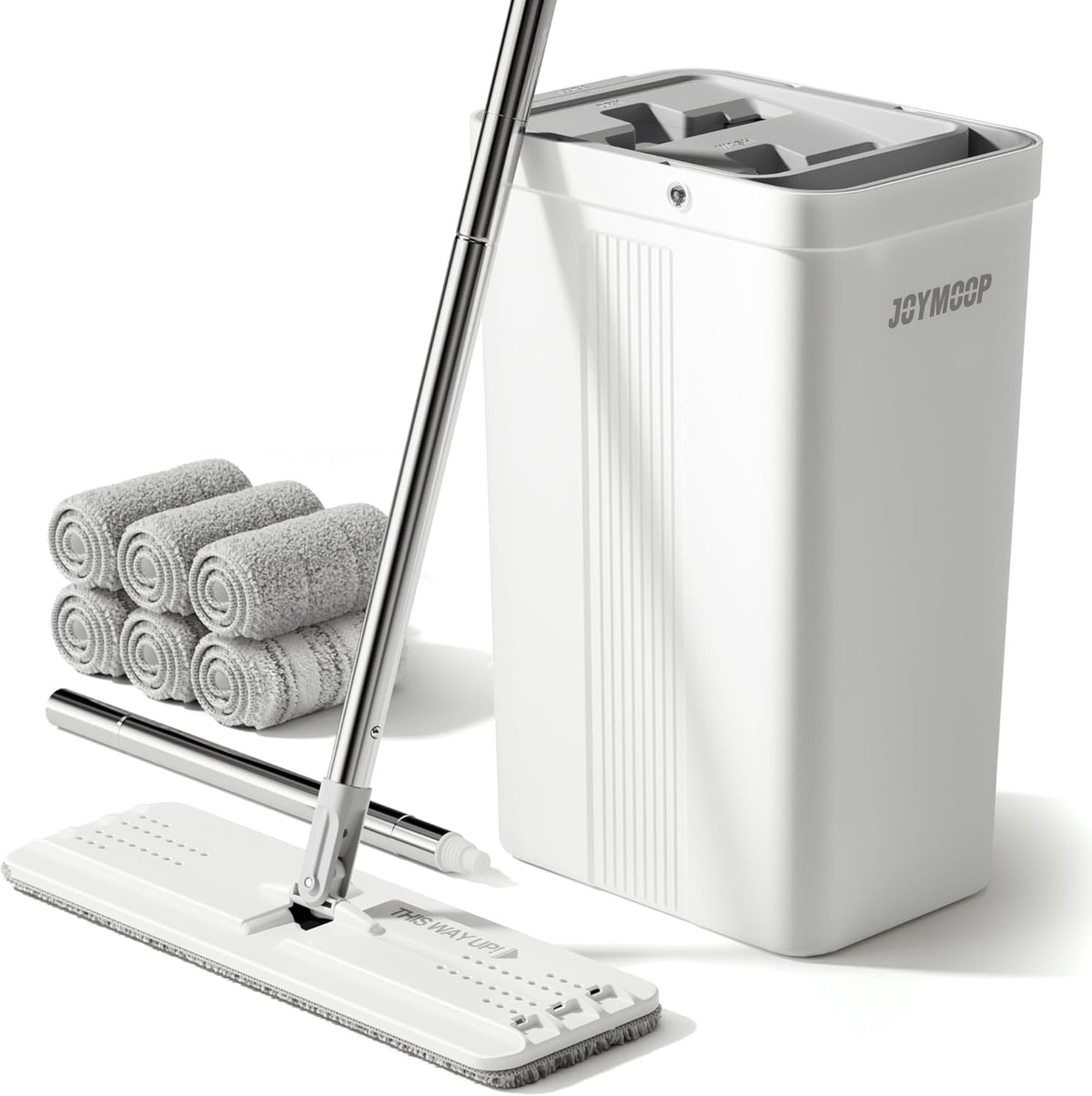 JOYMOOP Mop and Bucket Set with Wringer, Flat Mops for Floor Cleaning, Wall Mop Cleaner with Long