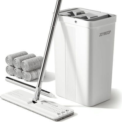 JOYMOOP Mop and Bucket Set with Wringer, Flat Mops for Floor Cleaning, Wall Mop Cleaner with Long