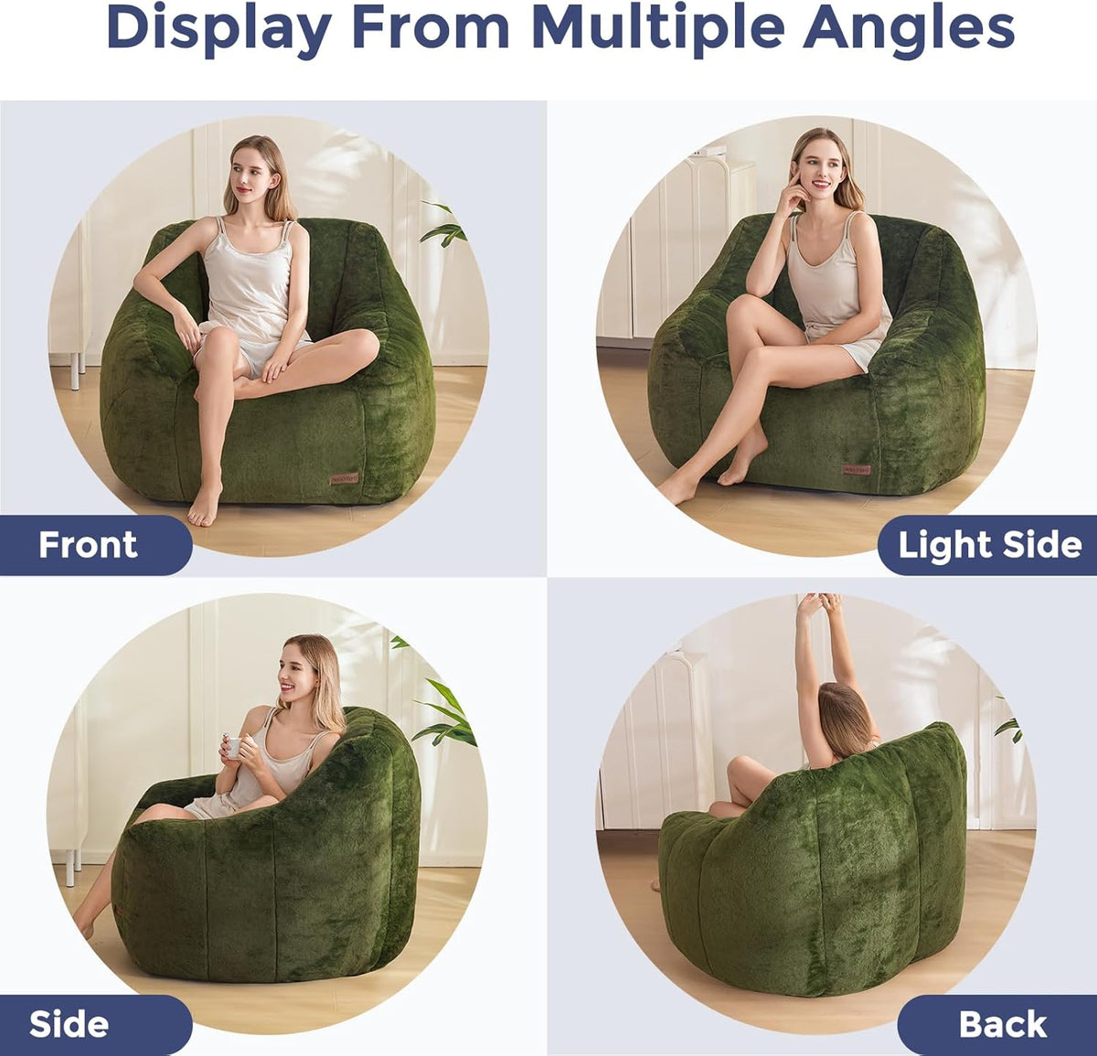 MAXYOYO Bean Bag Chair, Comfy Bean Bag Sofa with Back Support, Faux Fur Bean Bag Chair for Adults