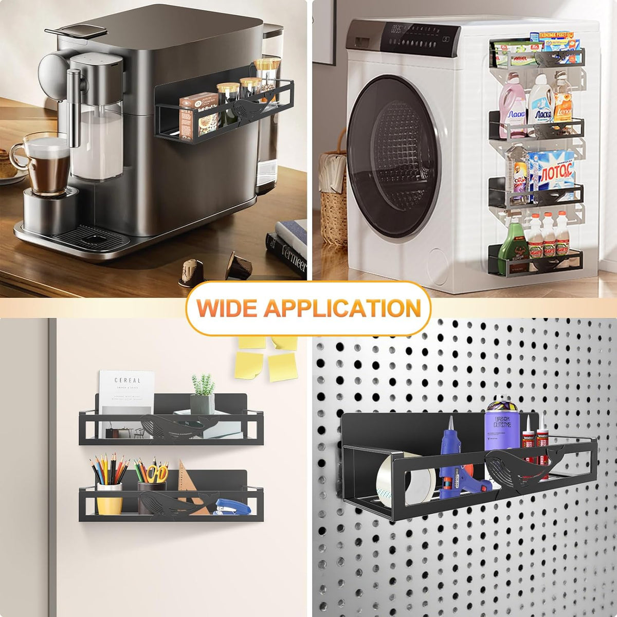 Magnetic Spice Rack for Refrigerator, 4-Pack Metal Seasoning Organizer for Kitchen Storage