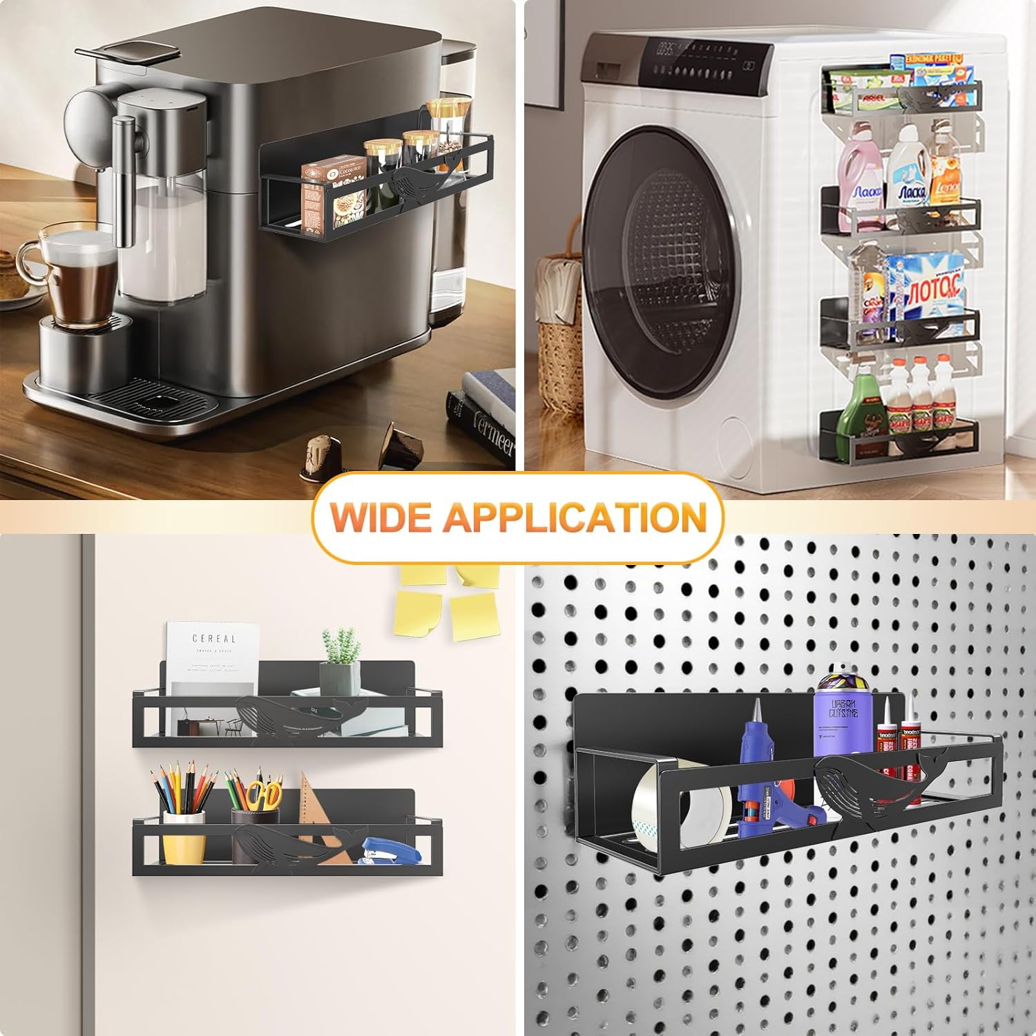 Magnetic Spice Rack for Refrigerator, 4-Pack Metal Seasoning Organizer for Kitchen Storage