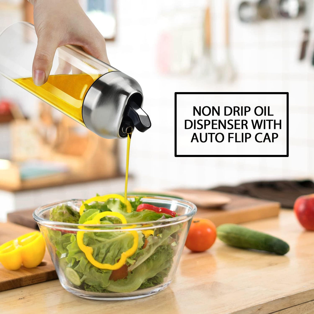 Aelga Olive Oil Dispenser Bottle - Glass Oil Dispenser - Dispenser Bottle for Kitchen with