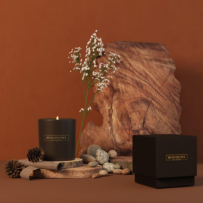 Benevolence LA Oud Wood Scented Candle | Soy Candles, Black Candle for Home | Gifts for Women and