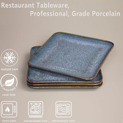Ceramic Dinner Plates Dish Set, Set of 4, Microwave Oven and Dishwasher Safe, Scratch Resistant