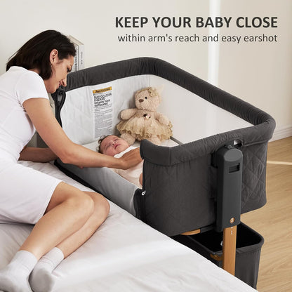 3 in 1 Baby Bassinet, Rocking Bassinet, Bedside Bassinet, 6-Height Adjustable, Bassinet Bedside