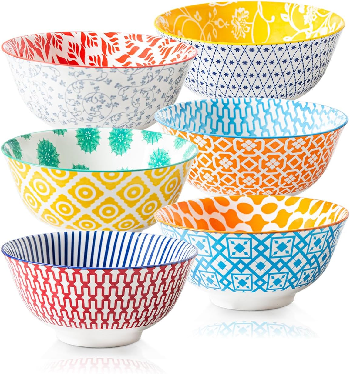 Ceramic Soup Bowls Set - 24 Oz Deep Cereal Bowl - 6 Inch Large Kitchen Dinner Bowl Eating Pasta