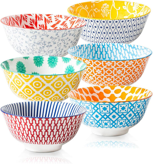 Ceramic Soup Bowls Set - 24 Oz Deep Cereal Bowl - 6 Inch Large Kitchen Dinner Bowl Eating Pasta