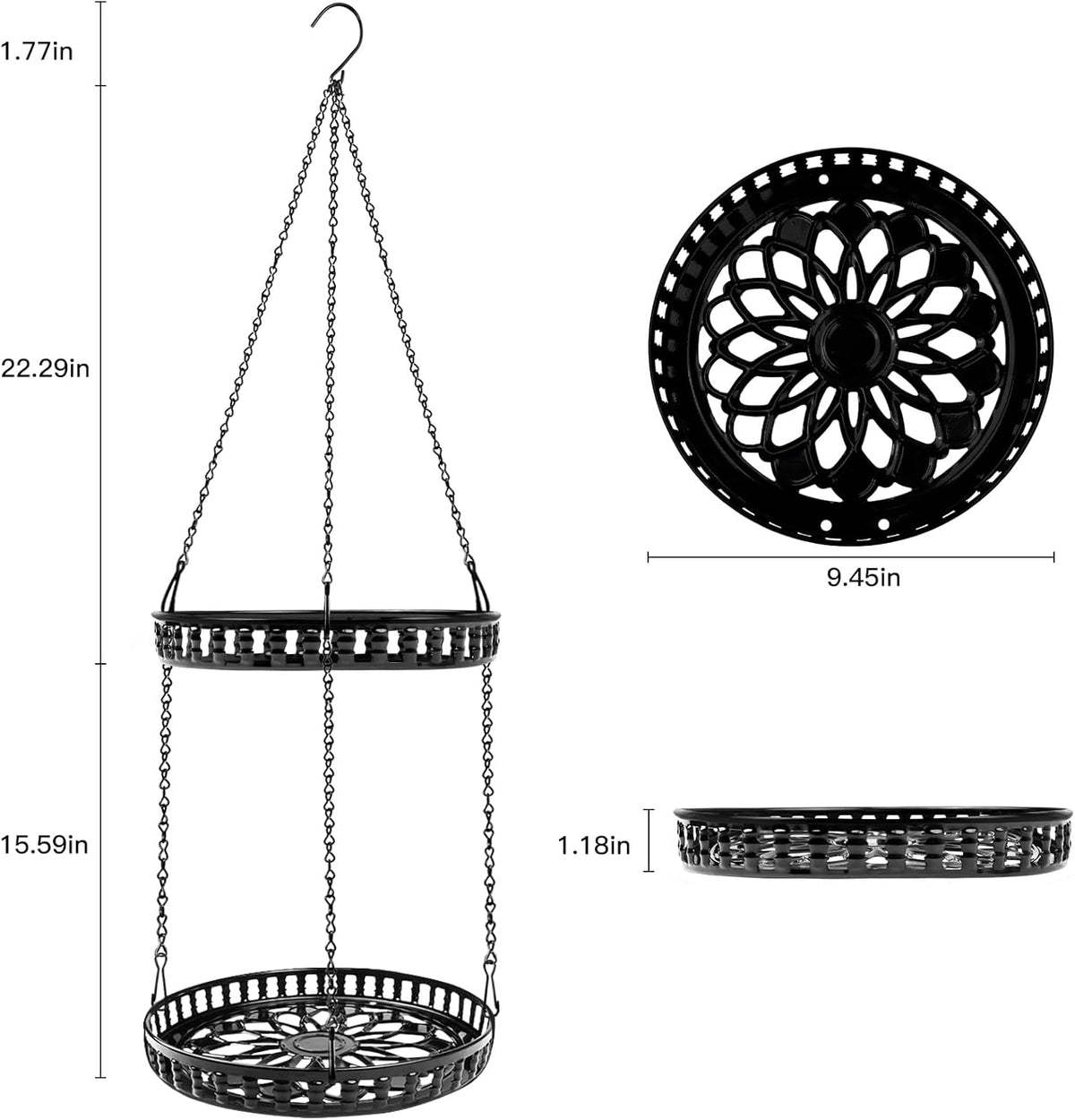 Plant Hanger Indoor Outdoor, 2 Tier Hanging Planter Hanging Plant Shelf, Metal Hanging Plant Holder