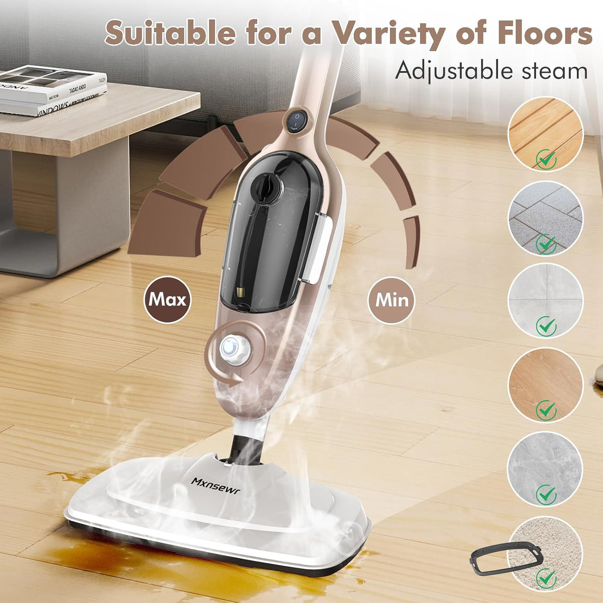Steam Mop - All-in-one Powerful Handheld Steam Cleaner Detachable Floor Steamer with 11