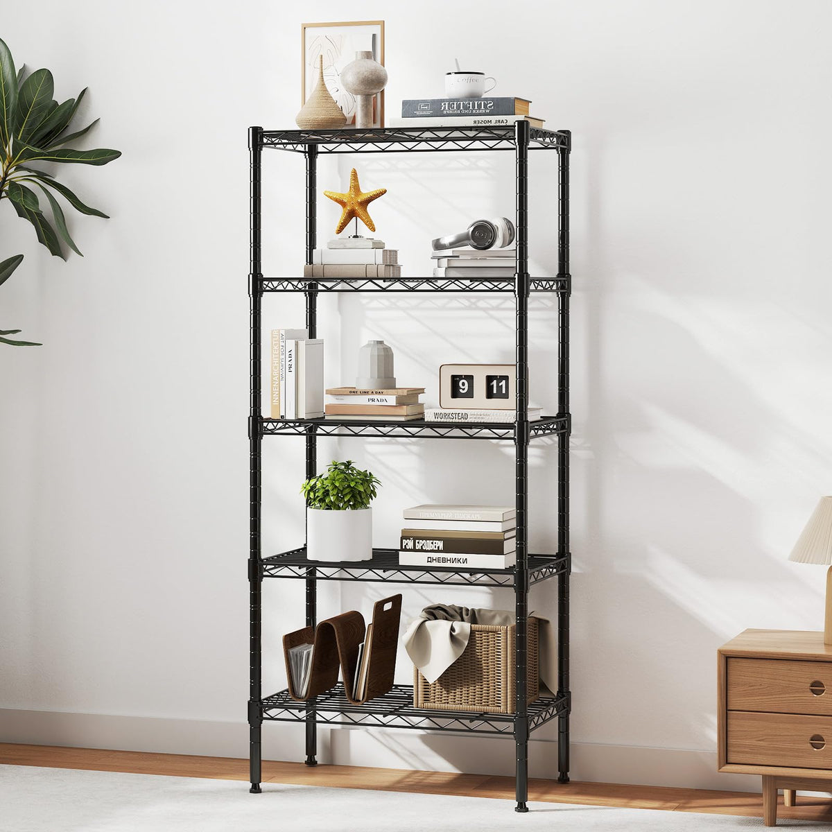 DUMOS 5-Tier Metal Storage Shelves, Wire Shelving, Storage Rack, 23.2" W
