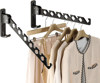 Dr.DJ Wall Mount Coat Hanger Holder Black Clothes Drying Organizer Rack Garment Hooks Aluminium