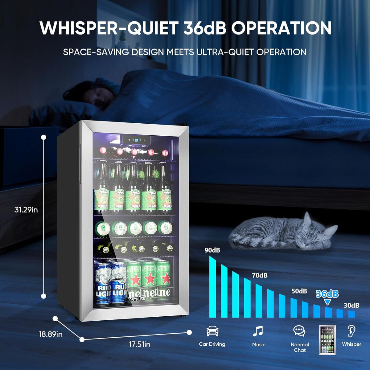 120 Can Beverage Refrigerator ??Mini Fridge with Glass Door for Soda Beer or Wine, Beverage Cooler