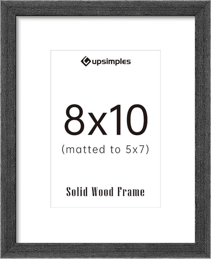 upsimples 8x10 Picture Frame, Natural Solid Wooden Picture Frames, Display 5x7 with Mat or 8 x 10