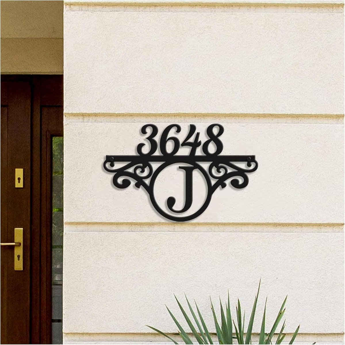 Custom Metal Address Sign Street Plaque with Initials, Personalized House Number Sign for Outside