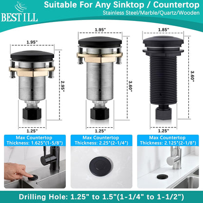 BESTILL Garbage Disposal Air Switch Kit - UL Listed, Brass 3.6" Long Push Button for Waste