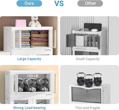 400Qt Stackable Storage Bins with Lids, 100Gal Closet Organizers and Storage Drawer, Plastic