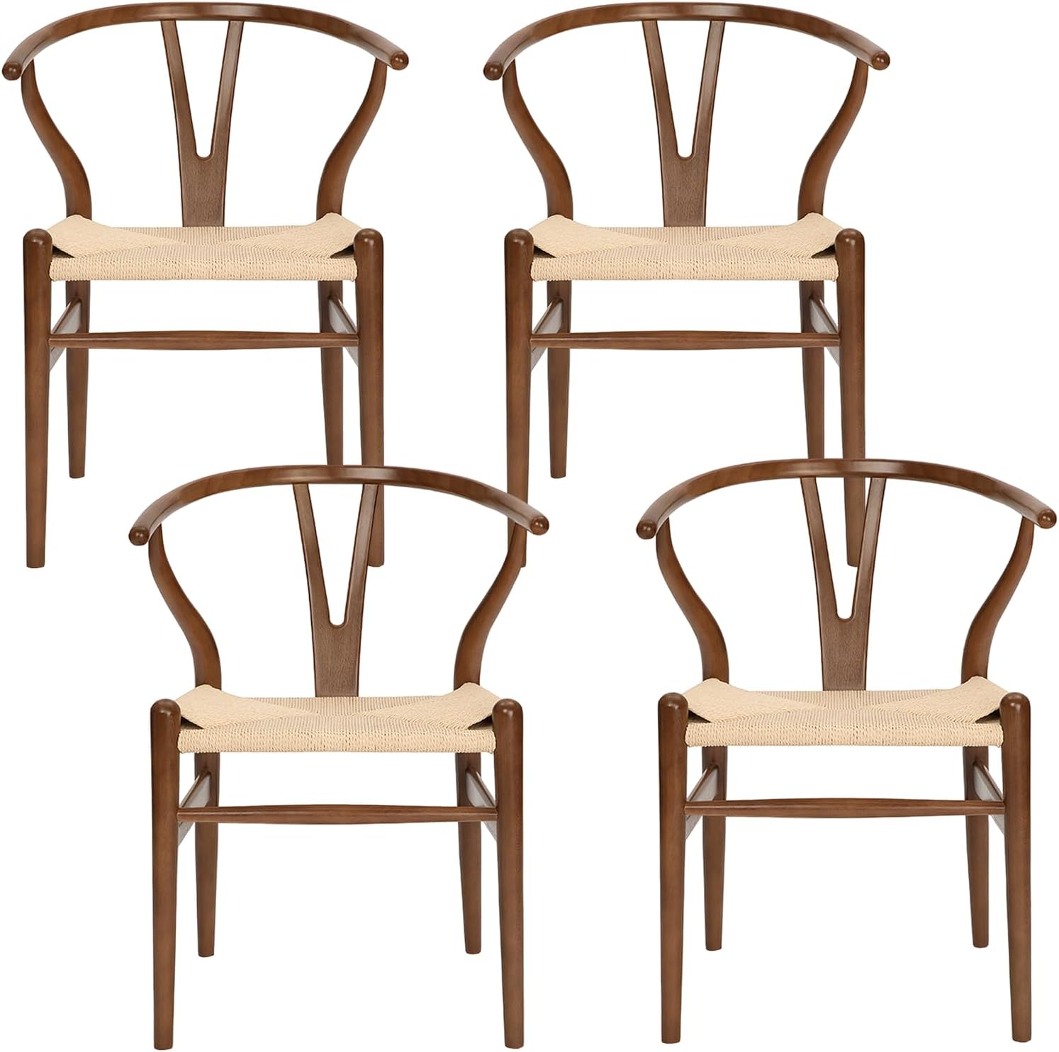 Wishbone Chair Natural Solid Wood Dining Chair/Hans Vegner Y Chair Rattan and Wood Accent Armrest