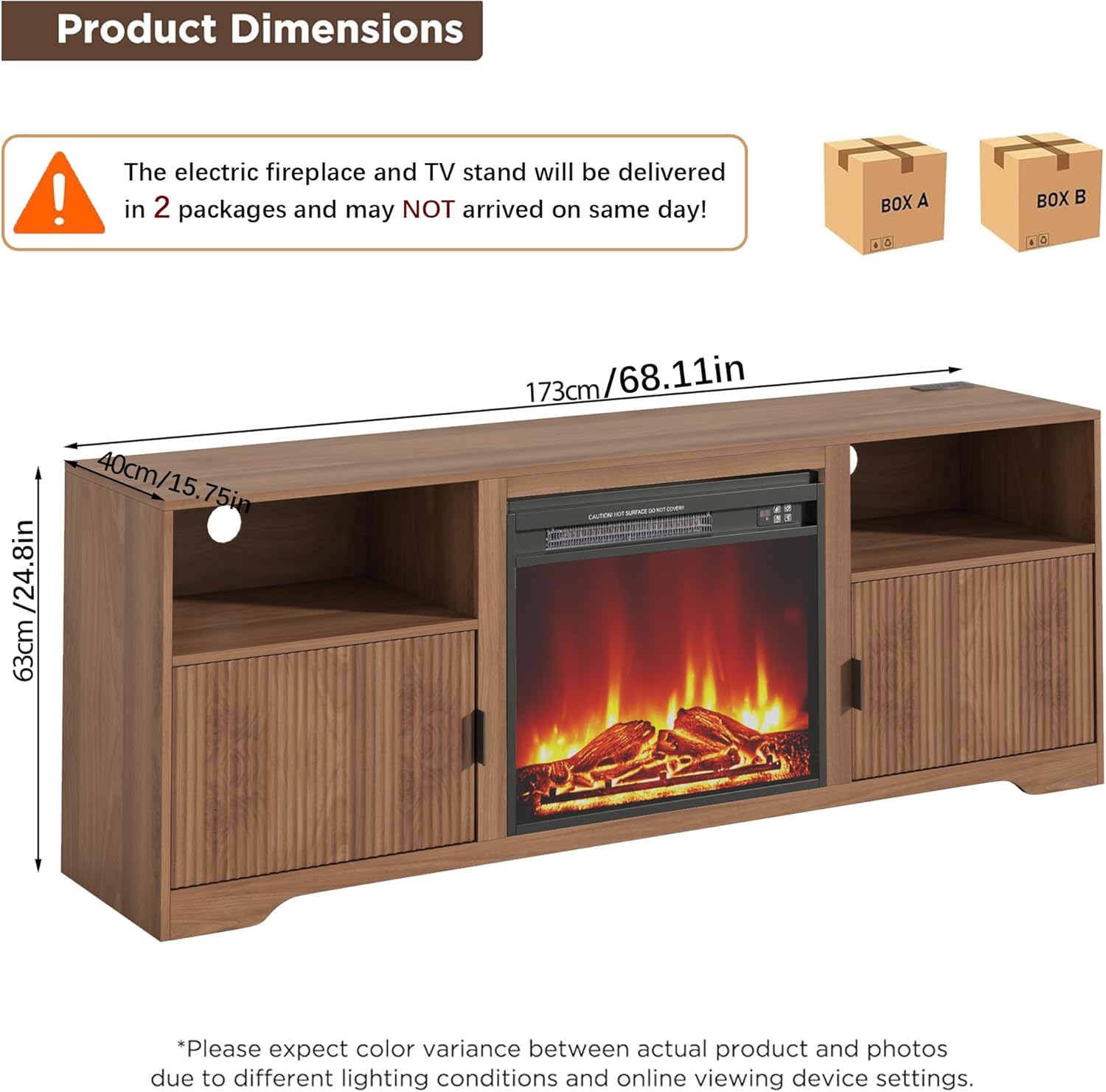 Fireplace TV Stand for Television up to 80 Inch,Entertainment Center with Adjustable