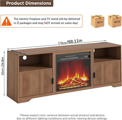 Fireplace TV Stand for Television up to 80 Inch,Entertainment Center with Adjustable