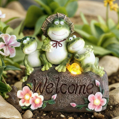 Funny Frog Statues For Garden - 7'' Mothe & Sons Solar Frog Garden Decor Frog Garden Statue For