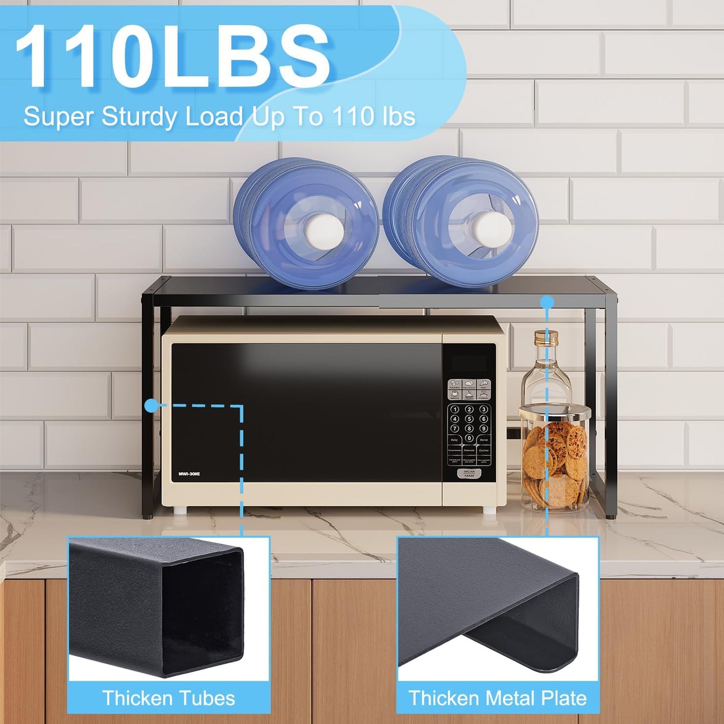 Expandable Metal Storage Shelves,110LBS Heavy Duty Shelving Units and Storage For Small Appliance