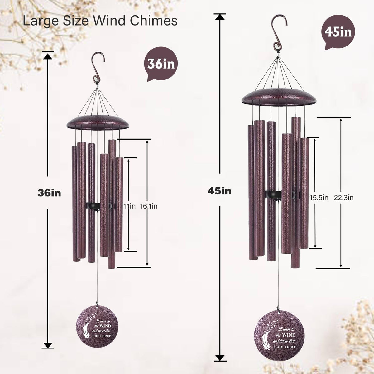 ASTARIN 36" Large Deep Tone Personalized Sympathy Wind Chimes, Memorial Wind Chime for Loss of