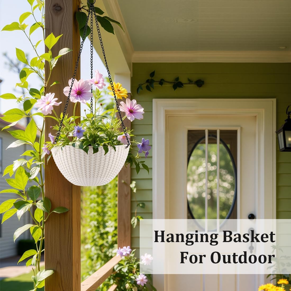 Hanging Planters for Indoor Outdoor Plants 8/10 Inch, 4 Packs Plant Hanger with Drainage Holes