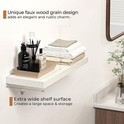 Floating Shelves - 24 Inch Rustic Wooden Wall Shelves - Extra Deeper & Thicker Wall Mounted Storage