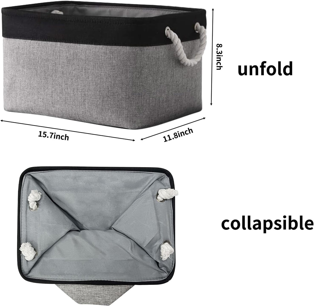 TheWarmHome Storage Basket for Organizing- 16x12x8 inch 1 Pack Fabric Storage Cubes, Bins for