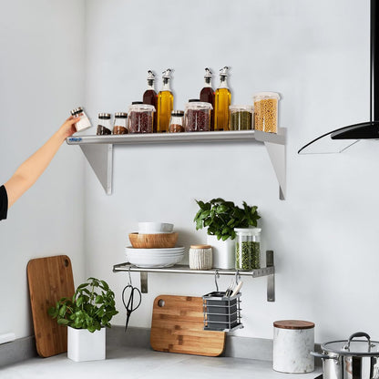 HARDURA Stainless Steel Shelf 18" x 48", 385lb Commercial Shelves Wall Mount Metal Shelving with