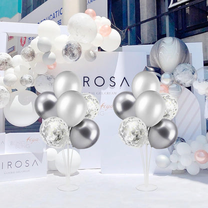 Silver Balloon Stand Centerpiece Table Decorations for 25th Wedding Anniversary Birthday Bridal
