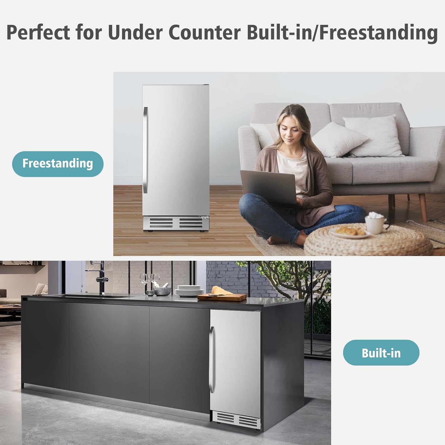 15 Inch Outdoor Beverage Refrigerator Cooler,Stainless Steel 127 Cans Beverage Fridge with French
